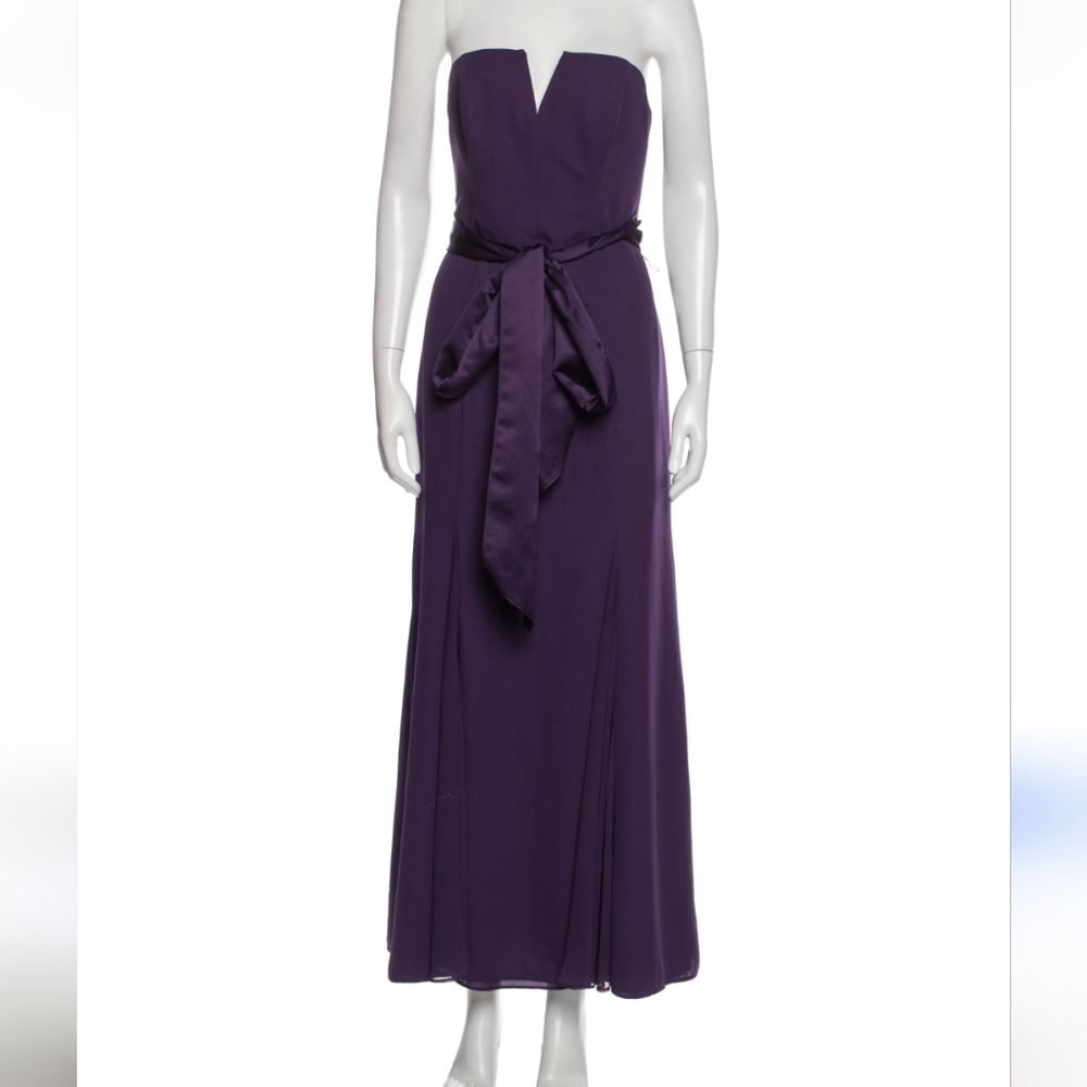 White By Vera Wang Womens Dress Elegant Purple Strapless Gown Prom Formal Size 8